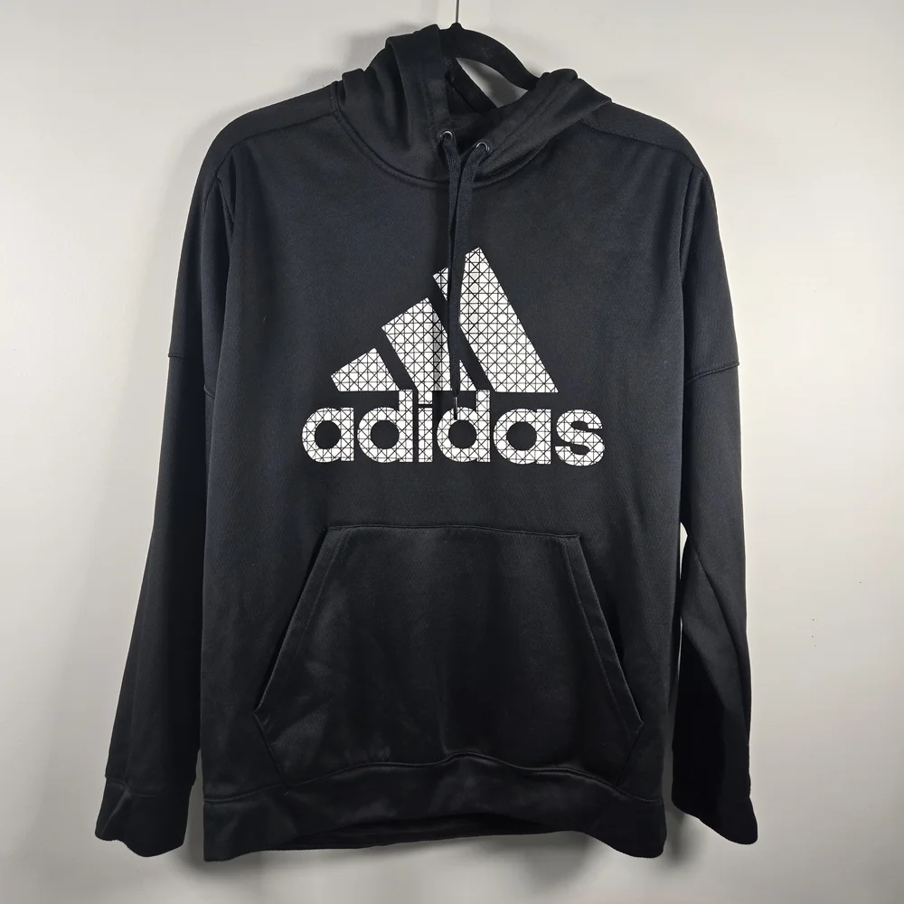 Adidas Men's Black Hoodie with White Logo